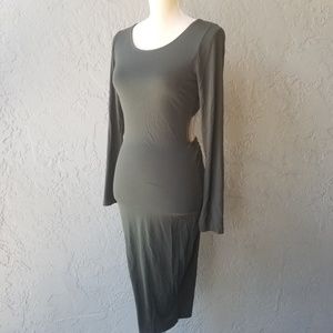 CY USA Green Long Sleeve Cutout Back Bodycon dress